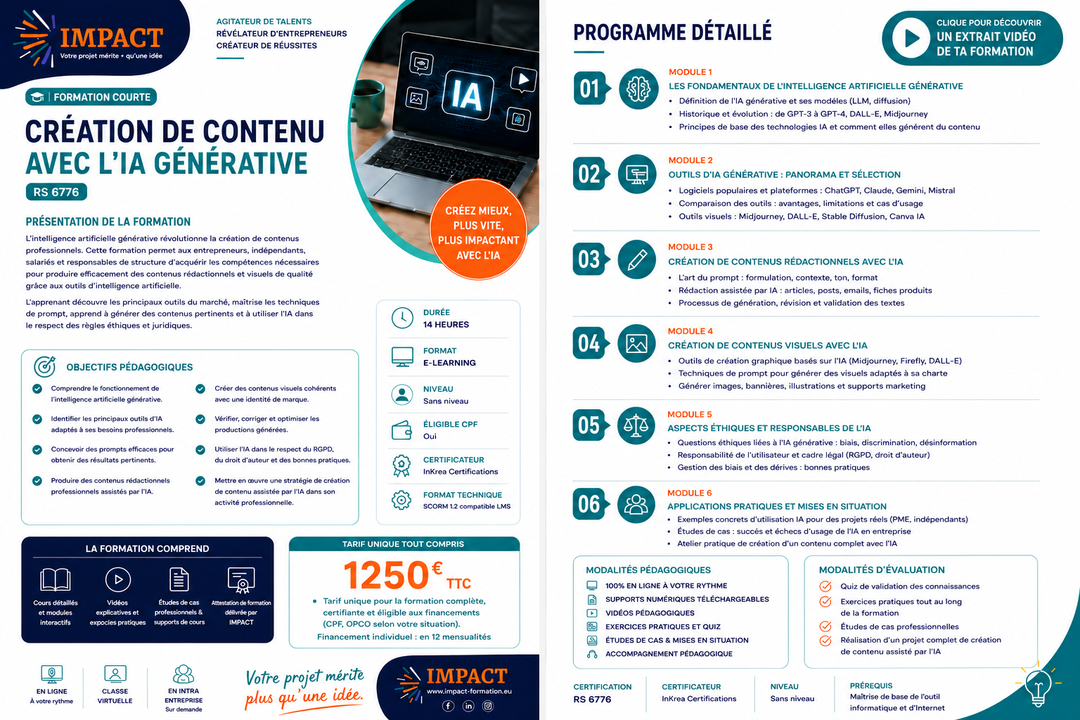 Fiche formation Création de contenu avec l'IA générative